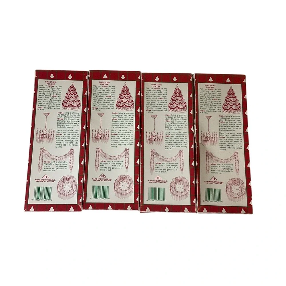 Vintage Christmas Tree Icicles Set (4) Tinsel Rauch USA Shiny Nostalgic